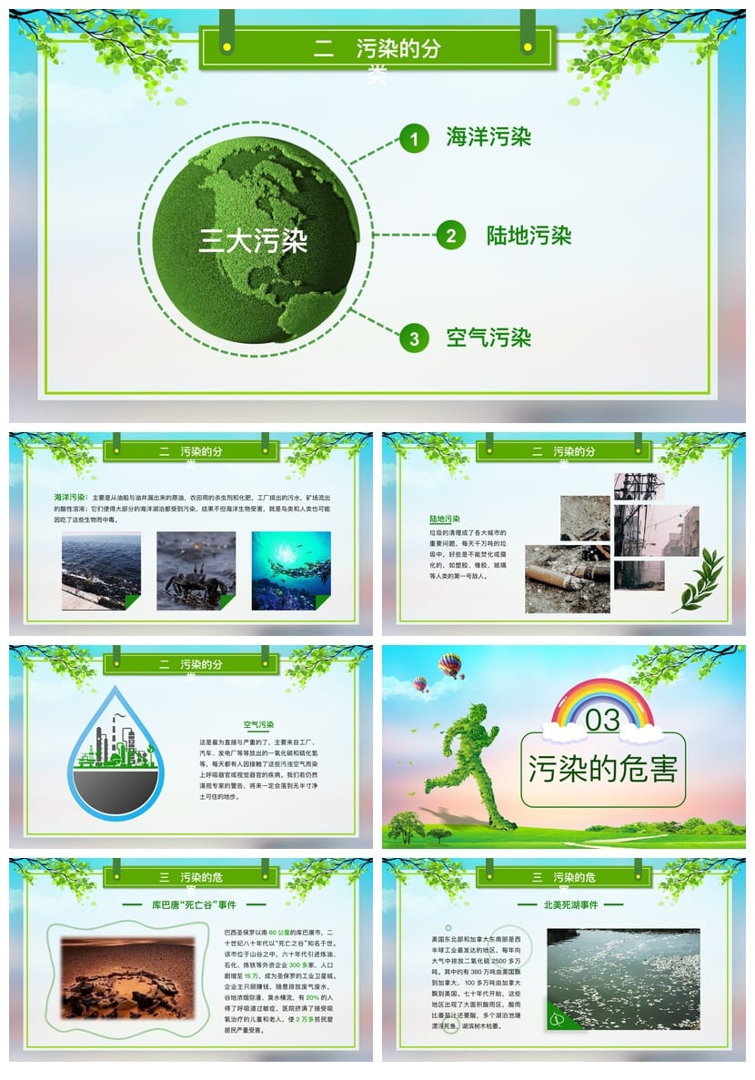 绿色环保主题班会PPT 环境污染与保护课件 环保教育班会设计 - 第2页预览