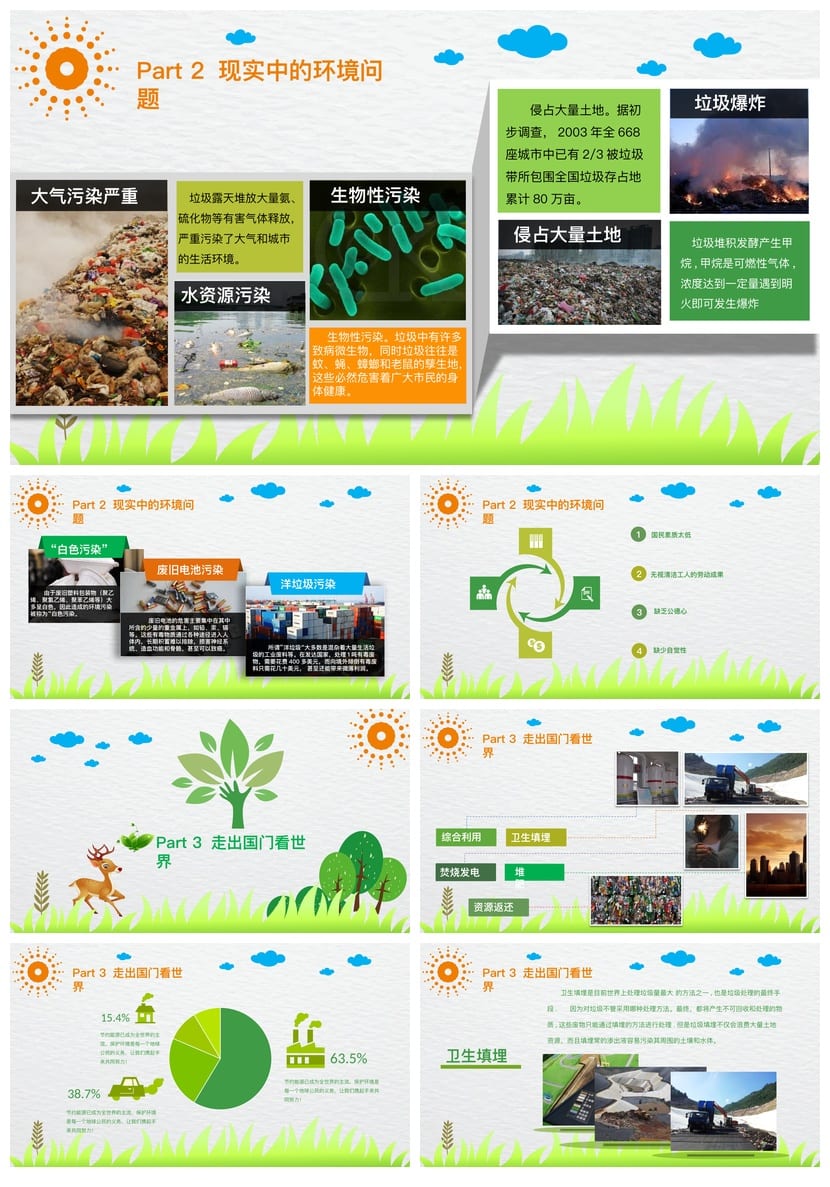 绿色环保主题班会PPT课件 从我做起 简约清新模板 - 第2页预览