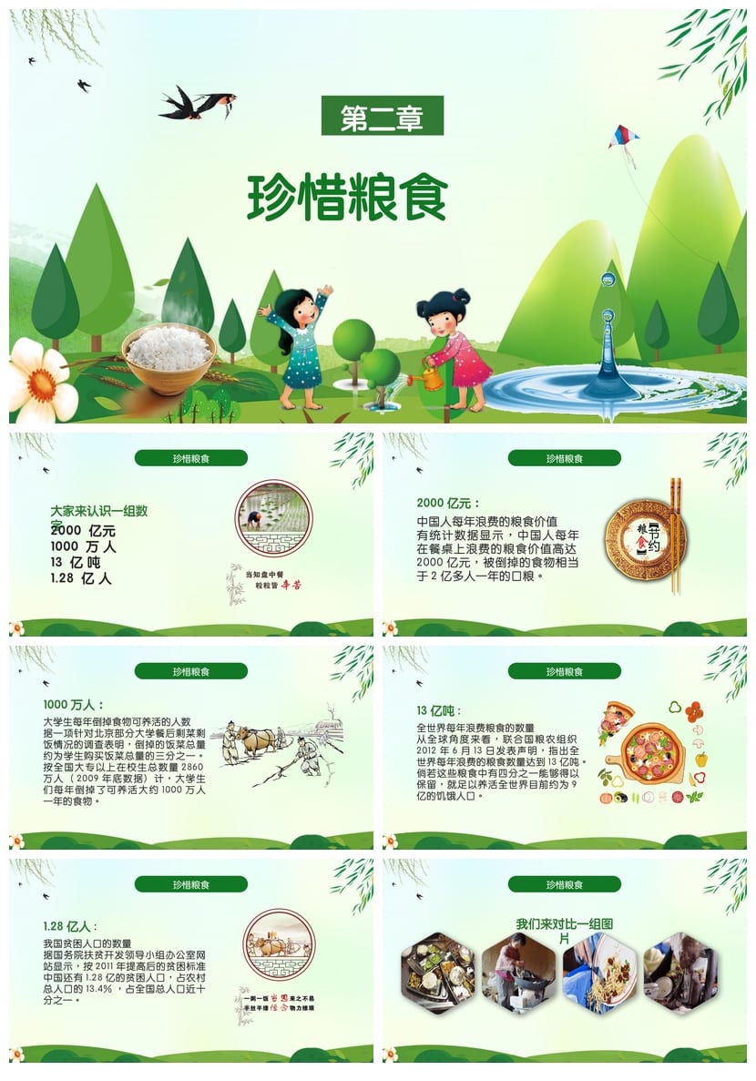 主题班会PPT:节约用水珍惜粮食课件 环保教育班会设计素材 - 第3页预览