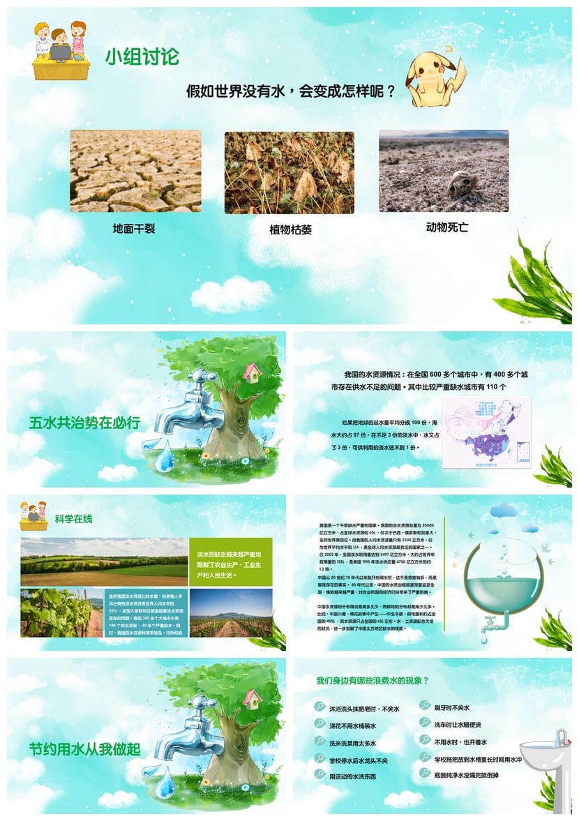 节约用水PPT主题班会课件 水资源环保教育班会模板 - 第2页预览