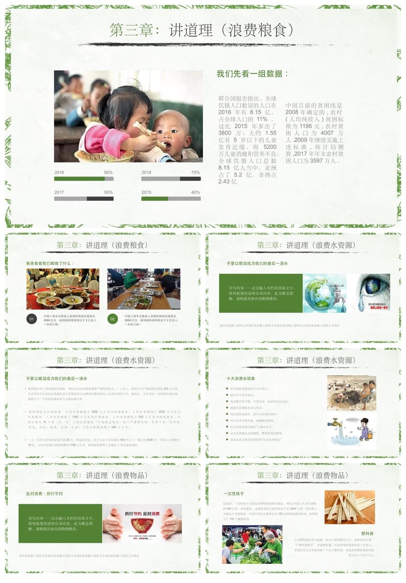 勤俭节约主题班会PPT课件 节约资源爱护环境教学设计方案 - 第3页预览