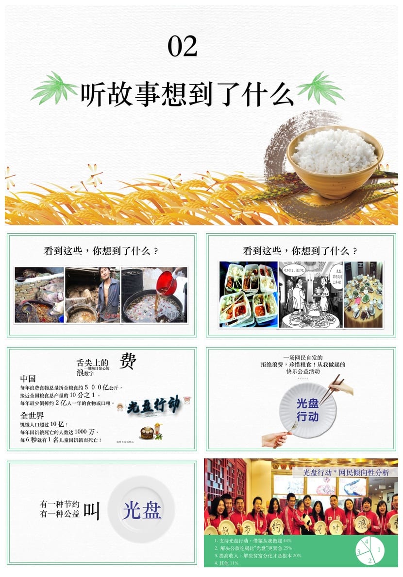 【厉行节约光盘行动PPT】主题班会通用课件 节约粮食班会设计 - 第2页预览