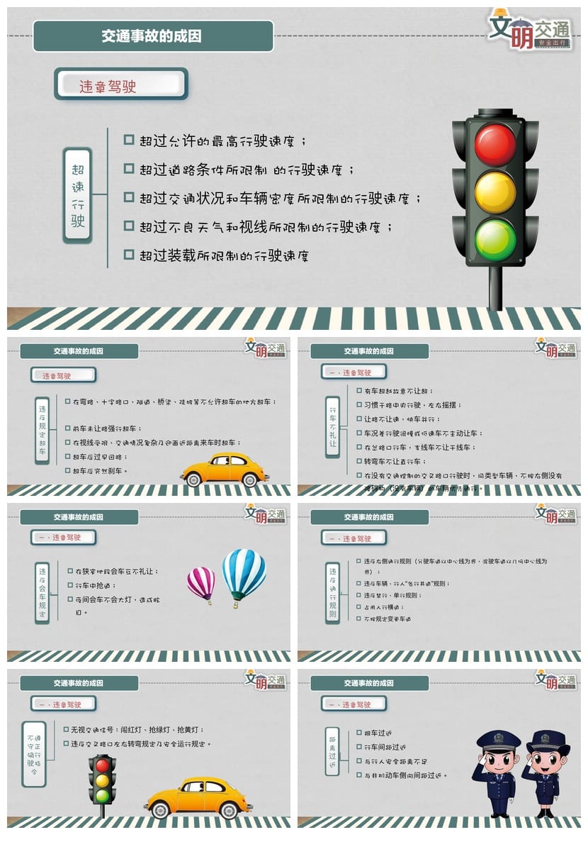 文明交通安全出行PPT模板 班会通用版交通安全教育课件 - 第5页预览