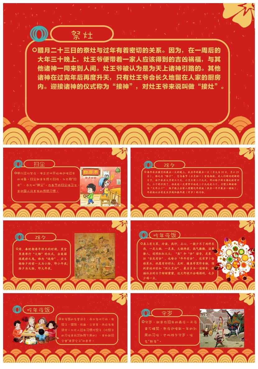 春节习俗PPT模板课件 主题班会通用版 中华传统文化教学素材 - 第3页预览