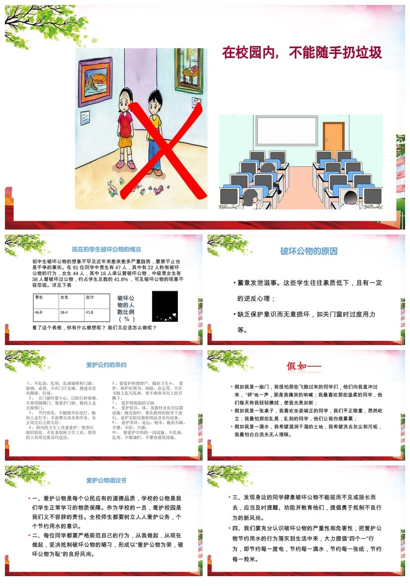 爱护学校公物PPT课件 主题班会通用篇 爱护公物班会设计方案 - 第4页预览