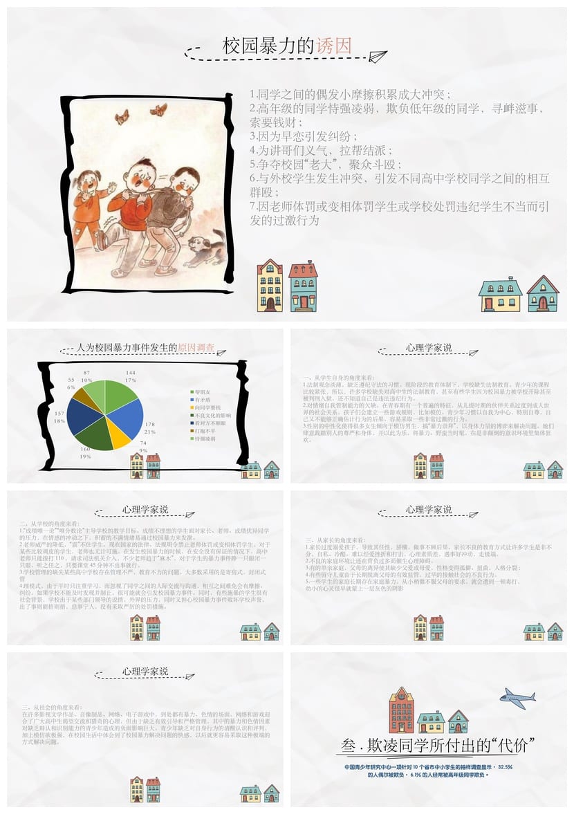 拒绝校园暴力PPT主题班会 平安校园班会课件 预防欺凌教育资料 - 第2页预览