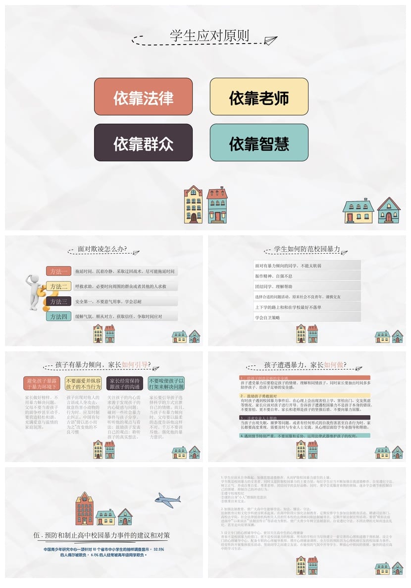 拒绝校园暴力PPT主题班会 平安校园班会课件 预防欺凌教育资料 - 第4页预览