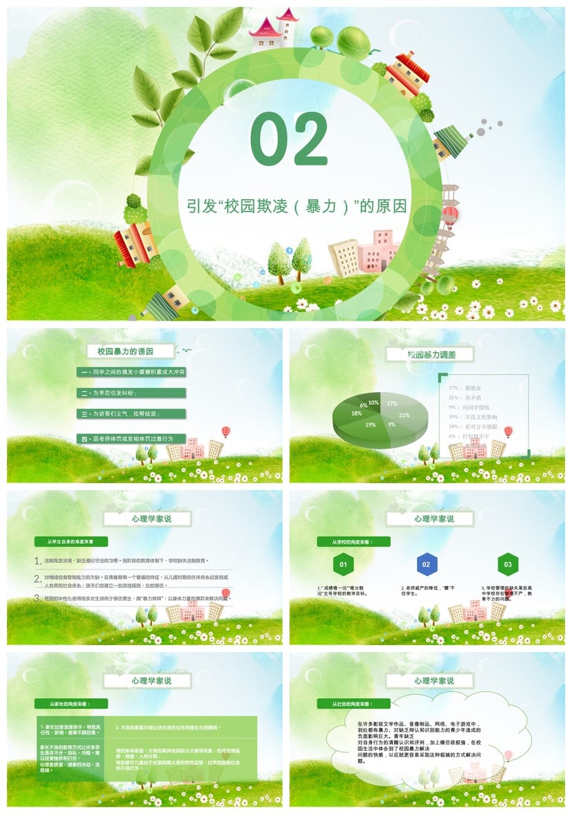 反对校园欺凌主题班会PPT课件 平安校园班会课件pptx 拒绝霸凌 - 第2页预览