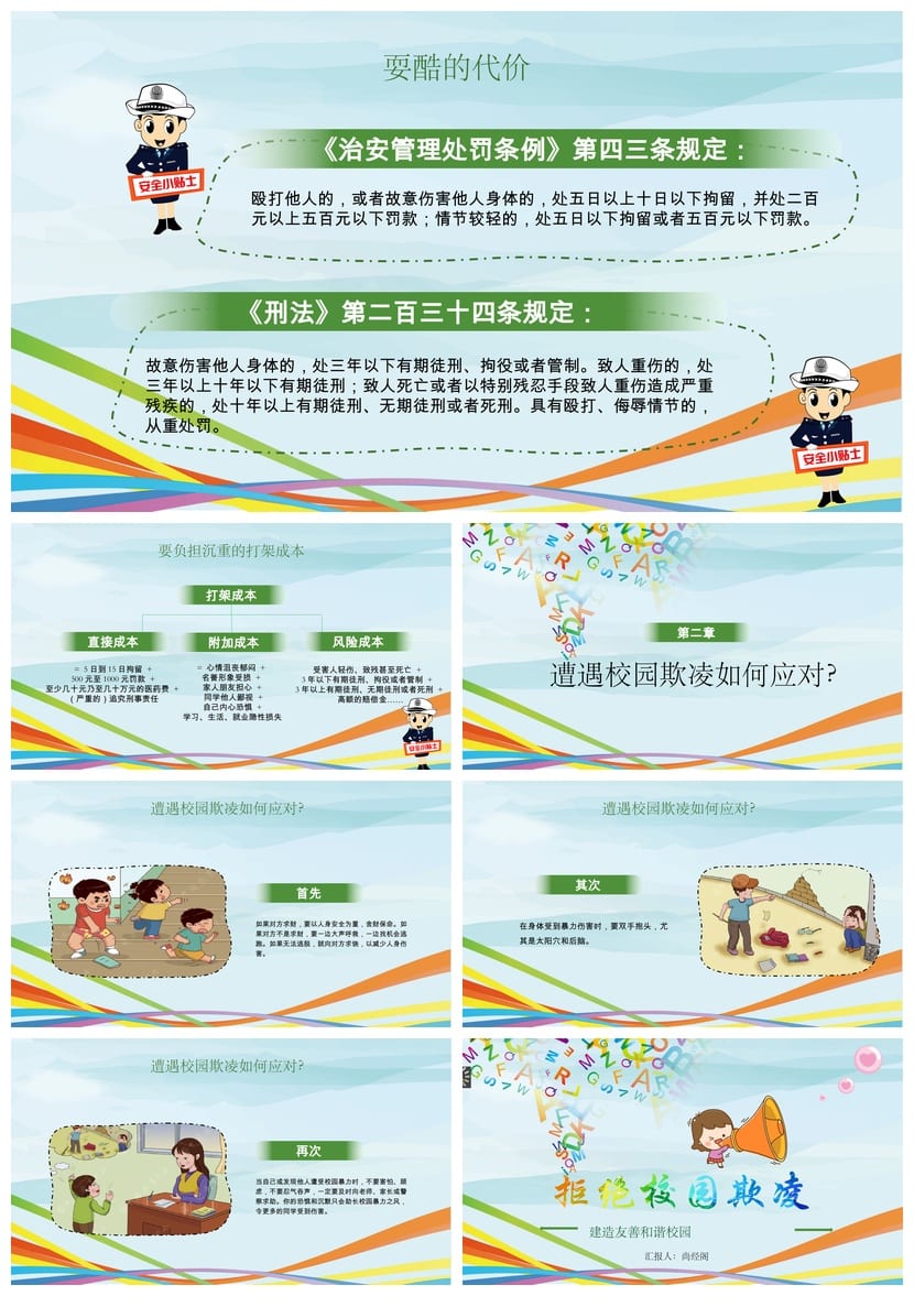 拒绝校园欺凌主题班会PPT课件 校园暴力防治教育班会ppt模板 - 第4页预览