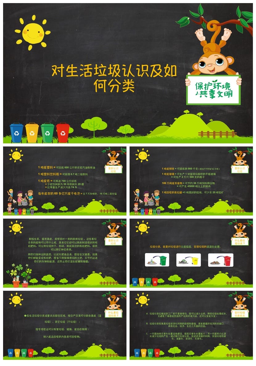 垃圾分类主题班会PPT课件 环保教育课件 学校垃圾分类先行指南 - 第2页预览