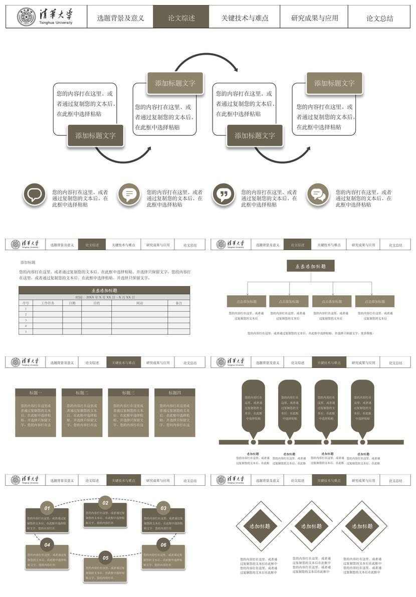 清华大学 高端简约毕业答辩PPT模板 开题报告素材 学术论文pptx - 第2页预览