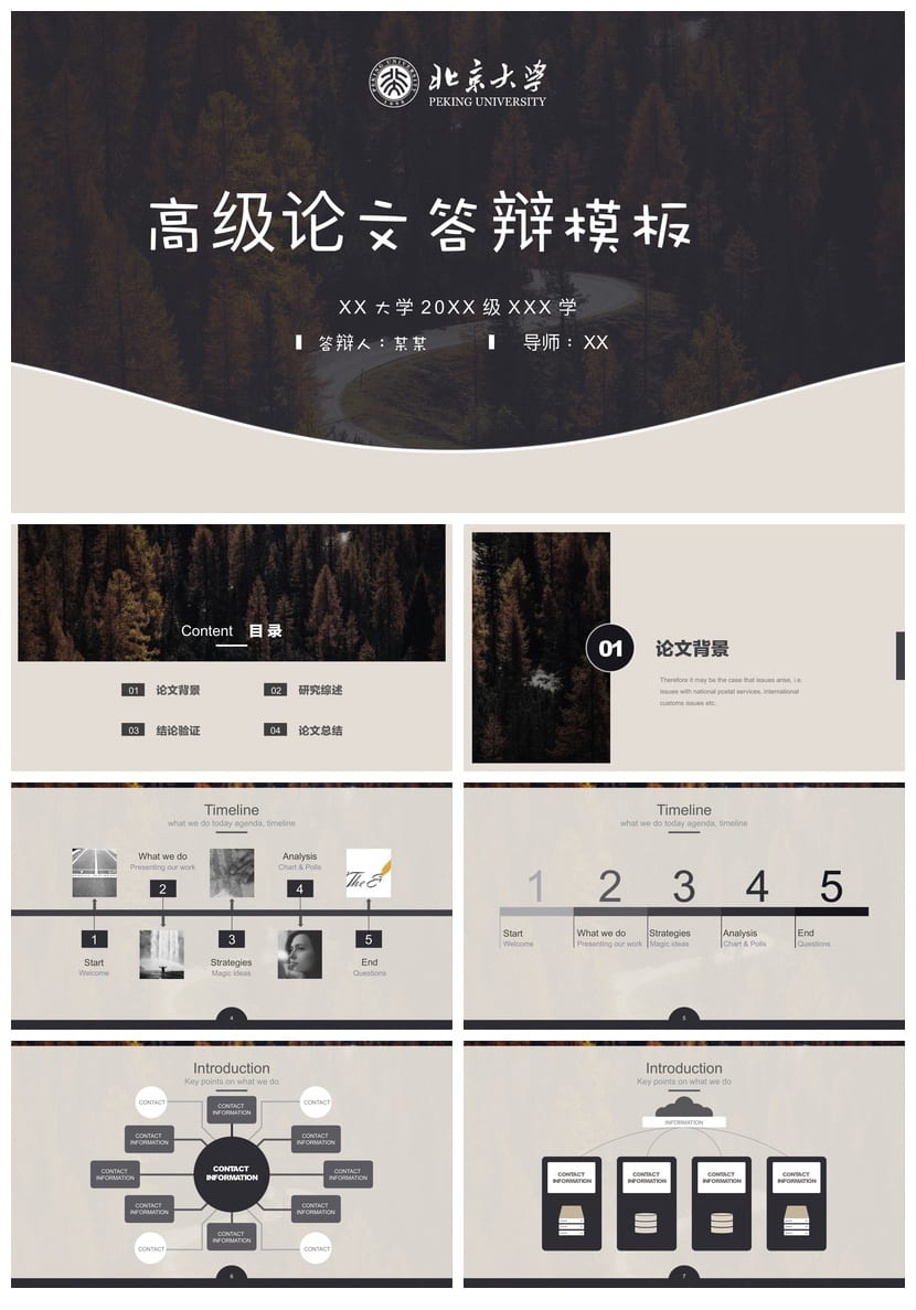 北京大学 开题报告PPT模板 毕业答辩简约高端素材 学术论文PPT - 第1页预览