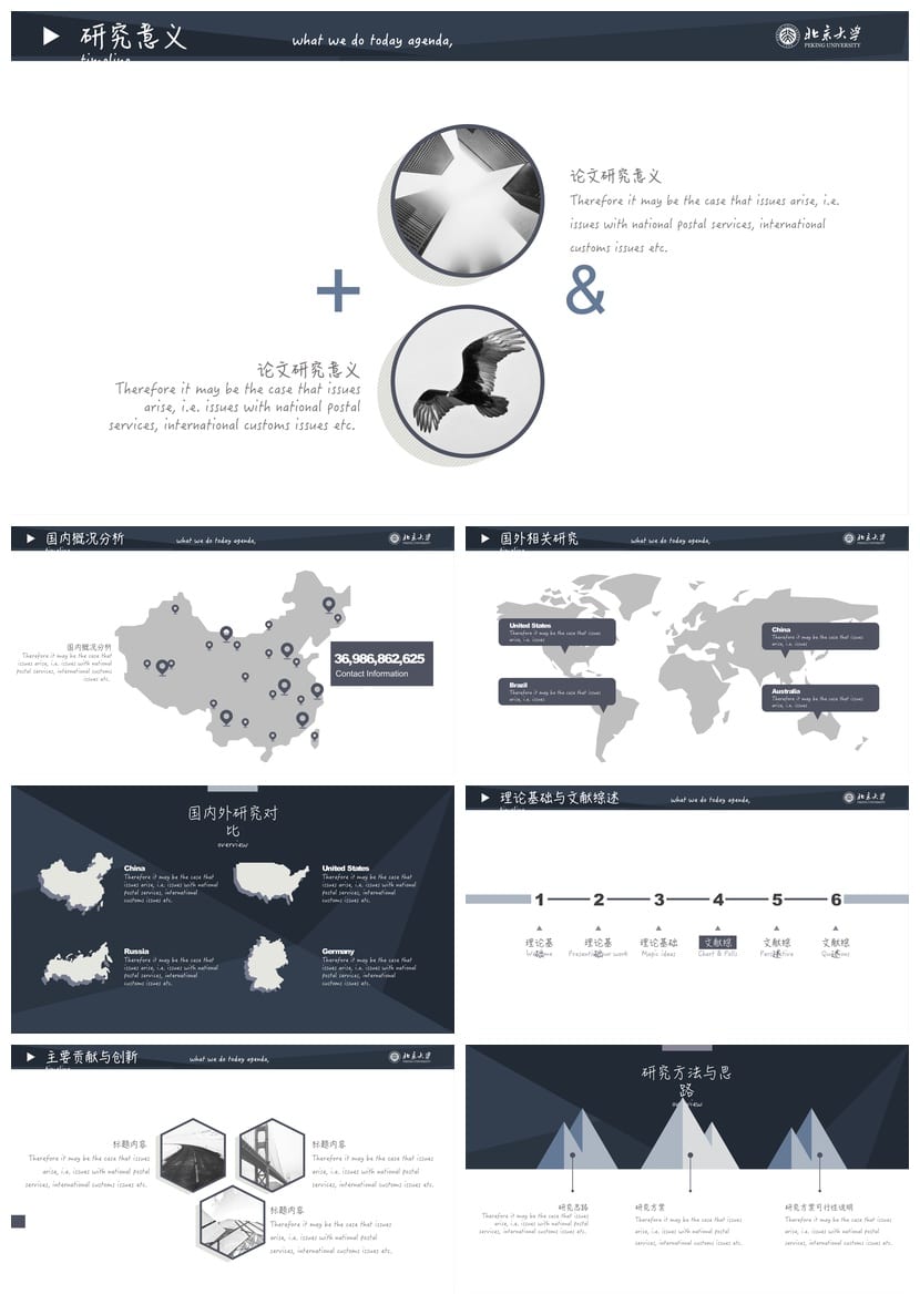 北京大学 开题报告毕业答辩PPT模板 简约高端学术风 研究生论文 - 第2页预览