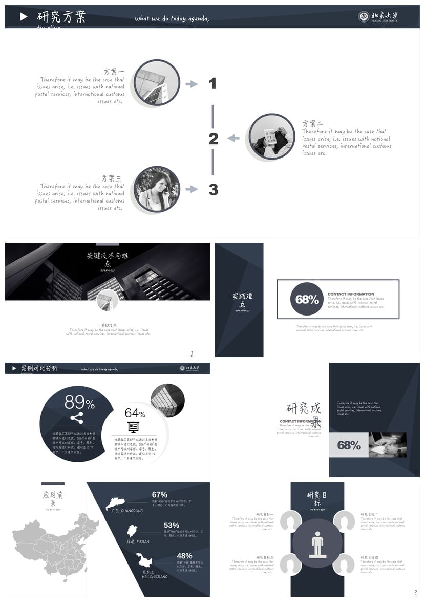 北京大学 开题报告毕业答辩PPT模板 简约高端学术风 研究生论文 - 第3页预览