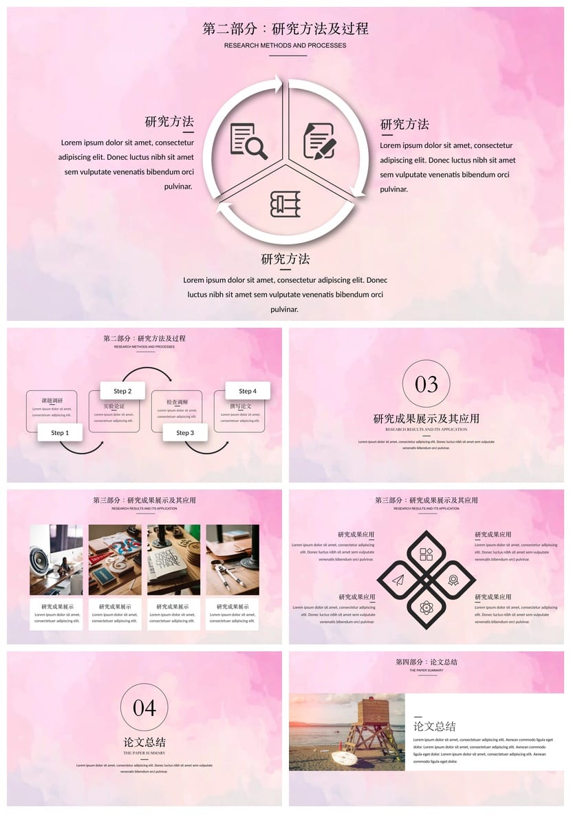 水彩开题报告答辩PPT模板 清新毕业论文答辩幻灯片素材pptx - 第2页预览