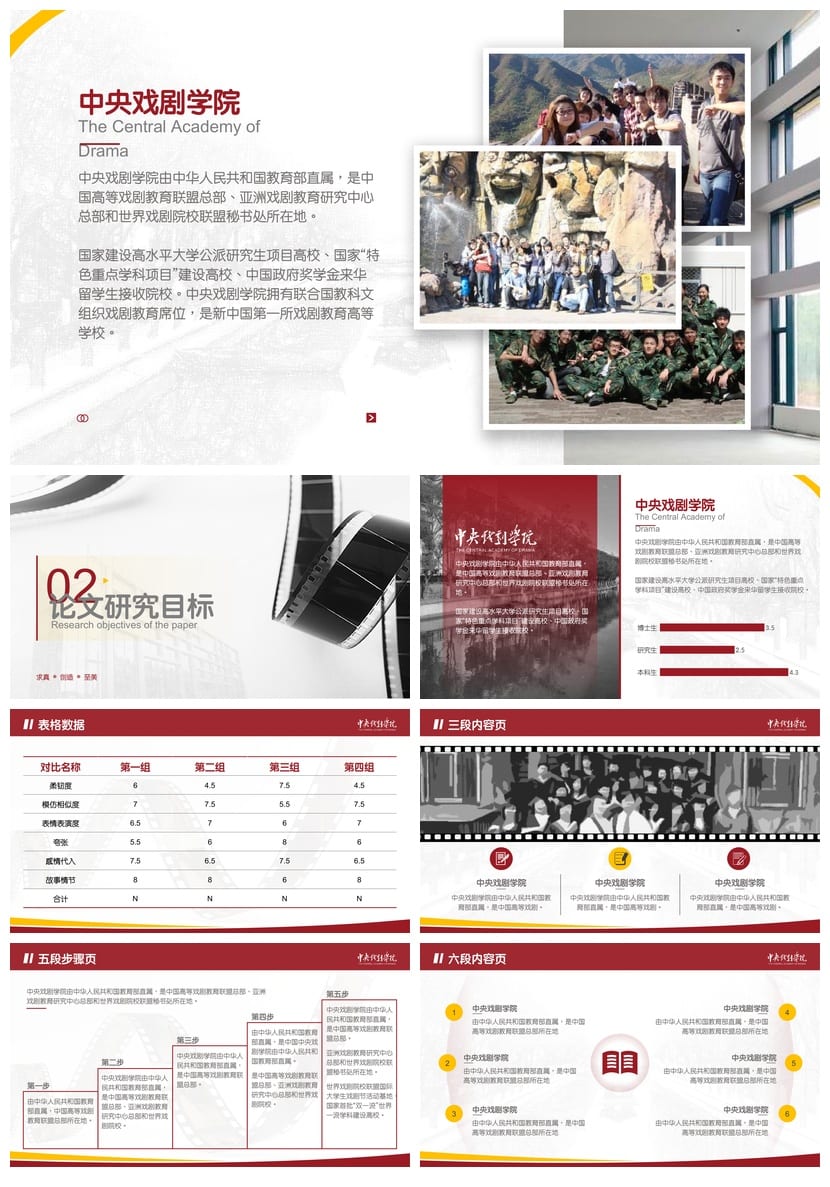 中央戏剧学院 开题报告与毕业答辩PPT模板 学术风素材资源 - 第2页预览