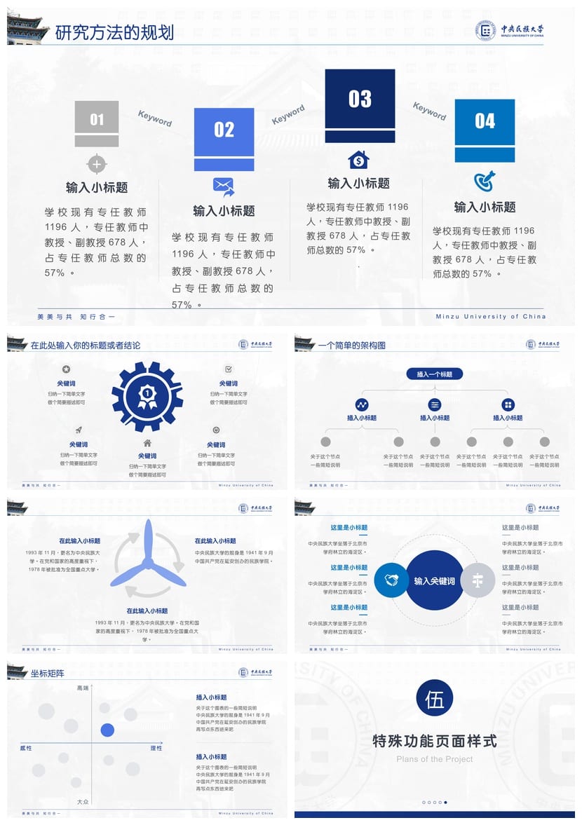 中央民族大学 开题报告PPT模板 毕业答辩学术风素材 论文答辩pptx - 第7页预览