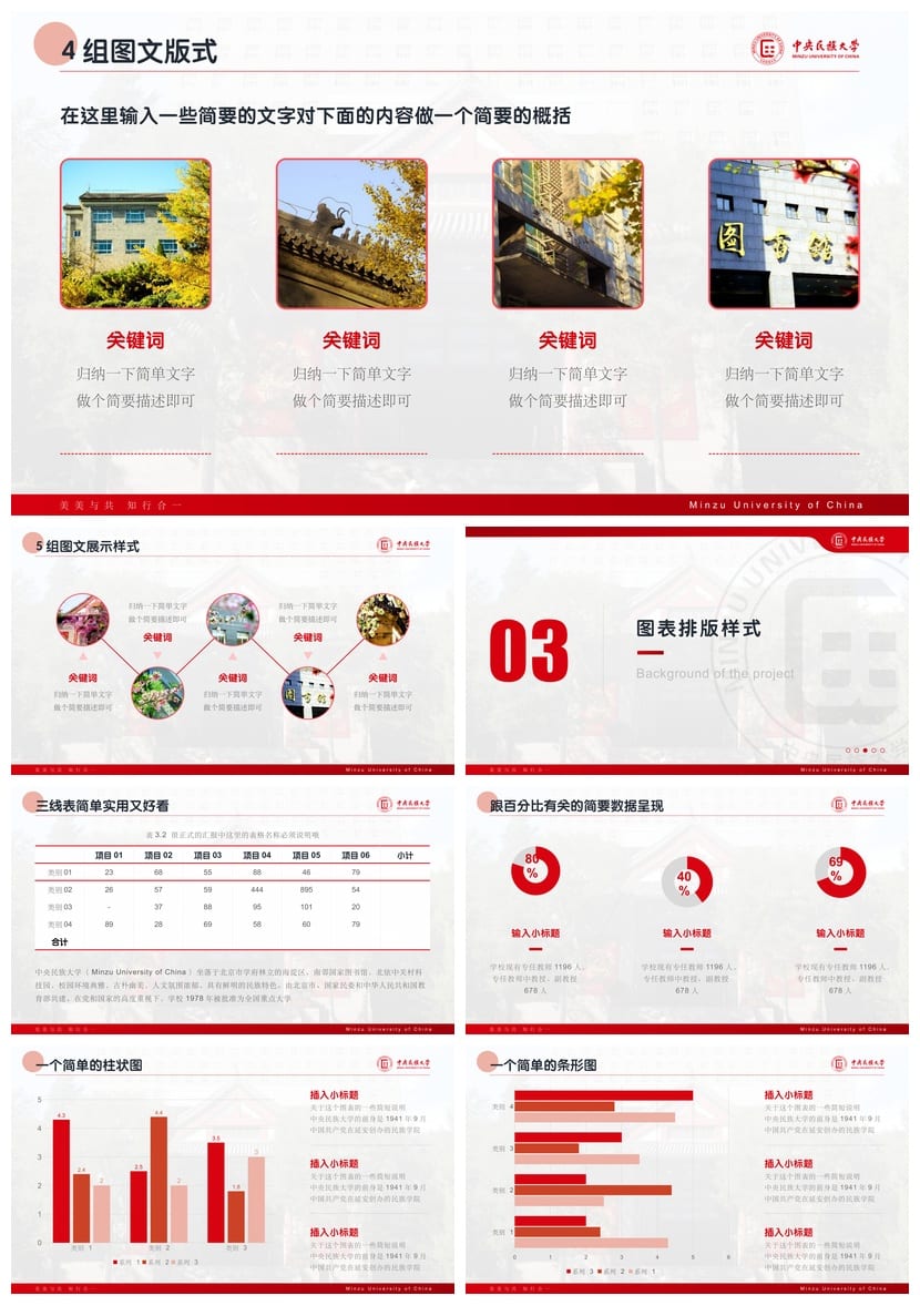 中央民族大学 开题报告PPT模板 毕业答辩学术风素材 pptx - 第4页预览