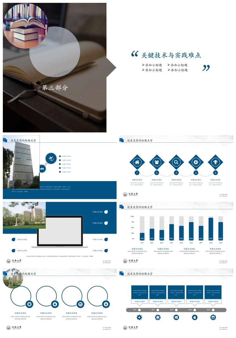 同济大学 开题报告毕业答辩PPT模板 学术风素材pptx 答辩文稿素材 - 第3页预览
