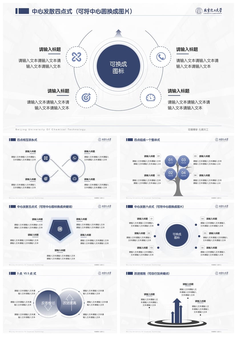北京化工大学 开题报告PPT模板 毕业答辩学术风素材 论文设计 - 第10页预览