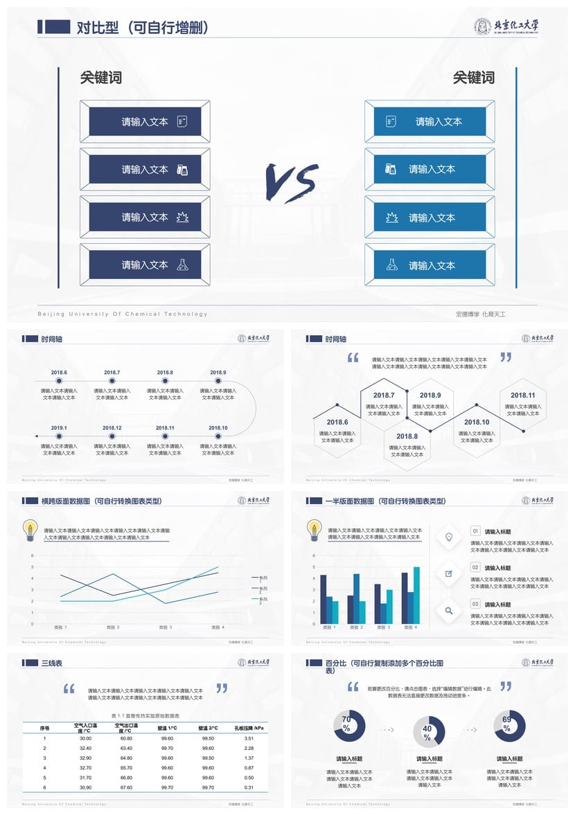 北京化工大学 开题报告PPT模板 毕业答辩学术风素材 论文设计 - 第11页预览
