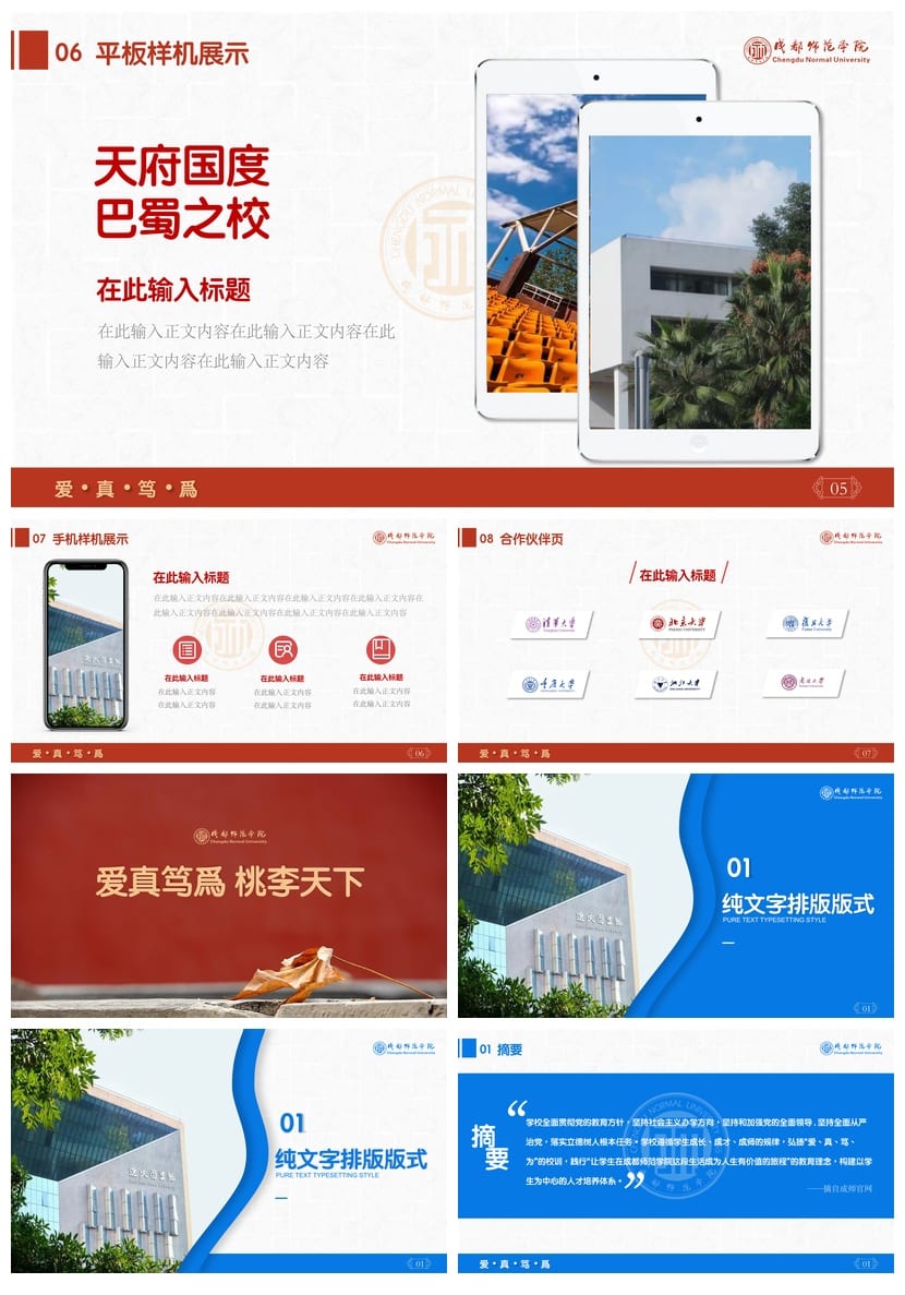 成都师范学院 开题报告PPT模板 毕业答辩学术风素材 高效排版设计 - 第8页预览