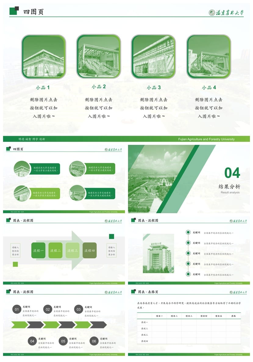 福建农业大学 开题报告PPT模板 毕业答辩学术风素材 pptx设计 - 第4页预览