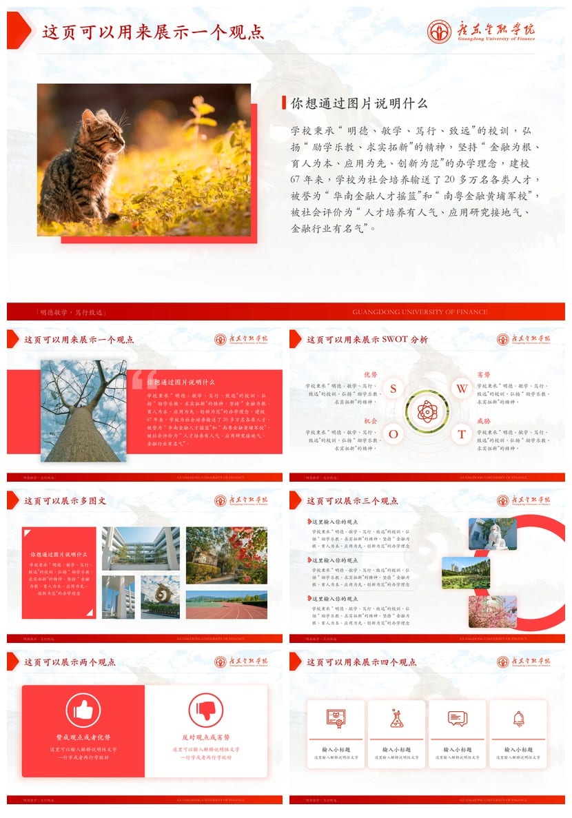 广东金融学院 学术风PPT模板 开题报告答辩素材 毕业论文设计pptx - 第2页预览