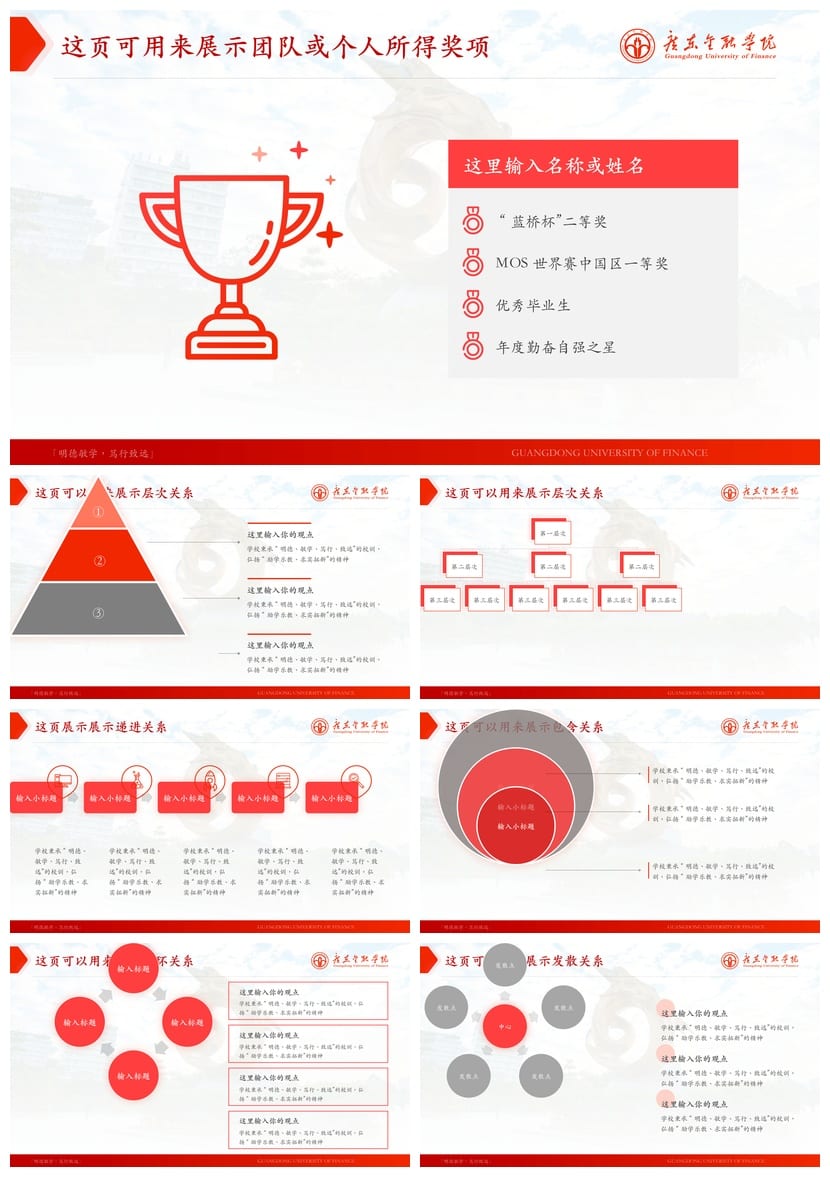 广东金融学院 学术风PPT模板 开题报告答辩素材 毕业论文设计pptx - 第3页预览