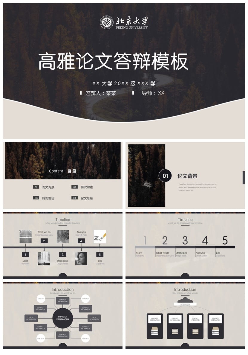 北京大学 开题报告PPT模板 毕业答辩学术风素材 简约设计pptx - 第1页预览