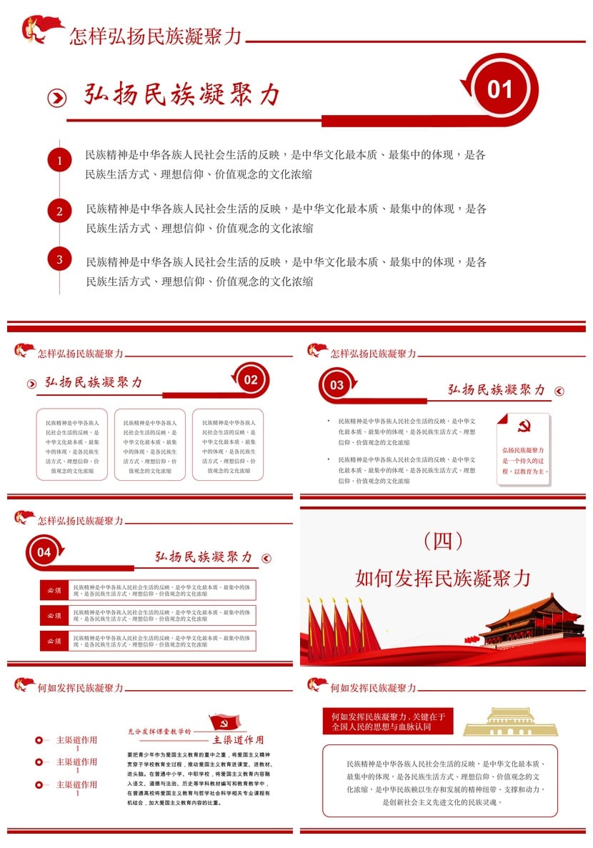 弘扬民族精神主题班会PPT课件 民族团结ppt模素材模板 - 第3页预览