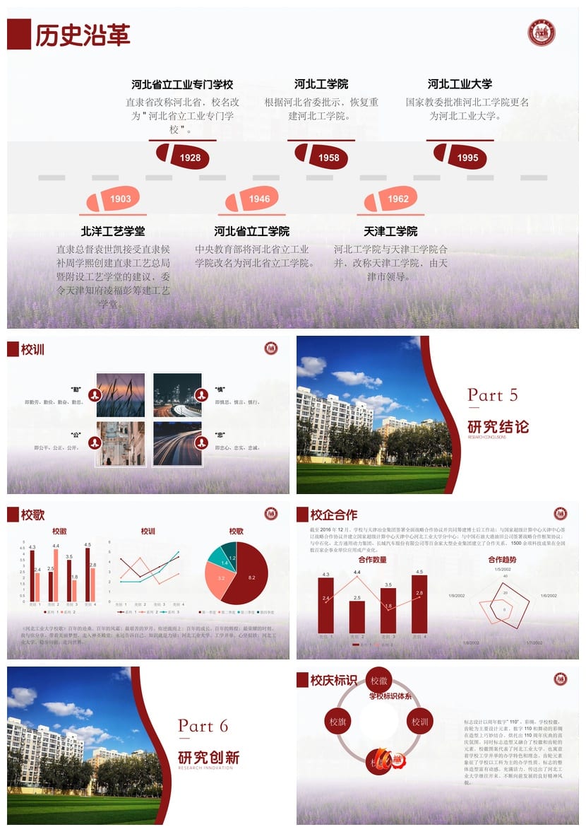 河北工业大学 开题报告答辩PPT模板 学术风素材 毕业答辩pptx模板 - 第3页预览