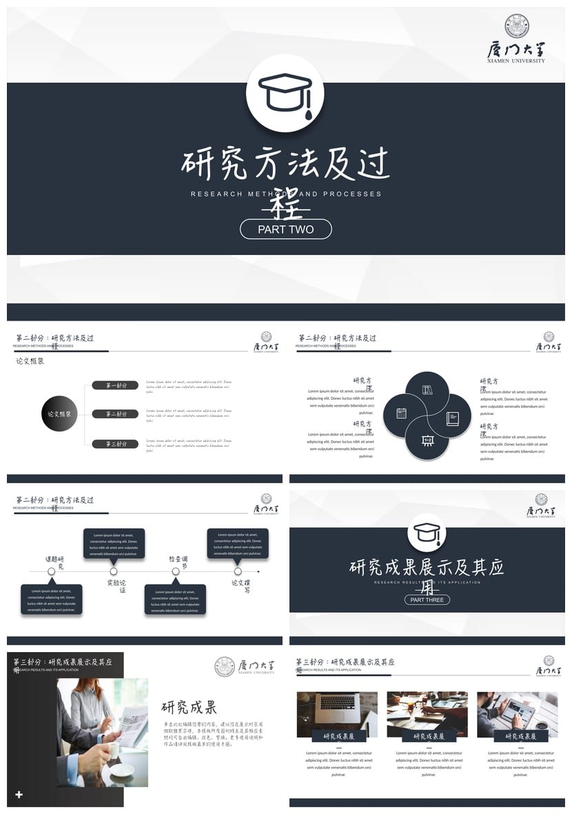厦门大学开题报告毕业答辩PPT模板 学术风素材 简洁通用pptx - 第2页预览