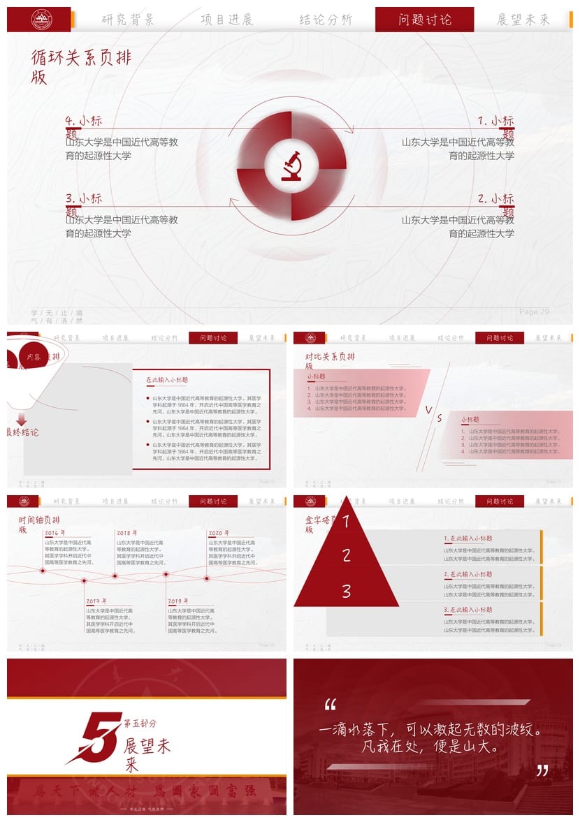 山东大学 开题报告PPT模板 毕业答辩学术风素材 论文答辩课件pptx - 第5页预览
