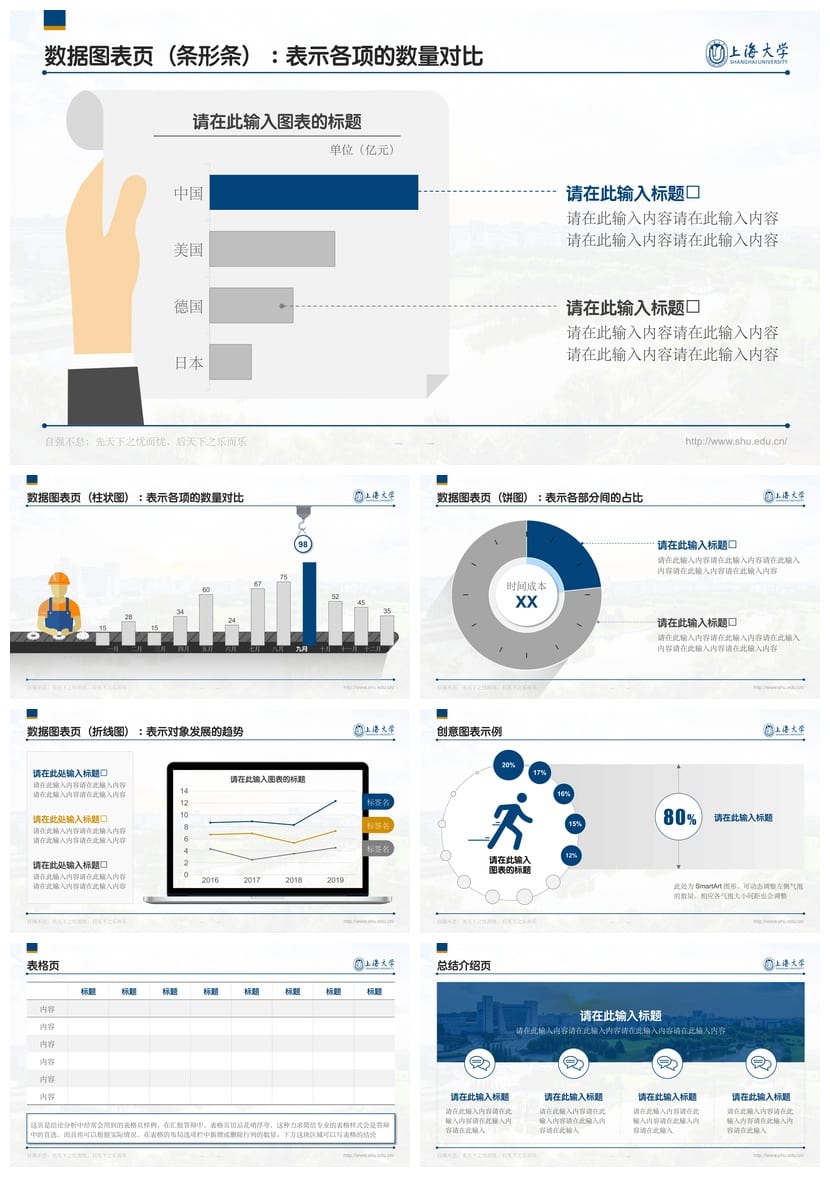 上海大学 开题报告PPT模板 毕业答辩学术风素材 论文汇报pptx设计 - 第7页预览