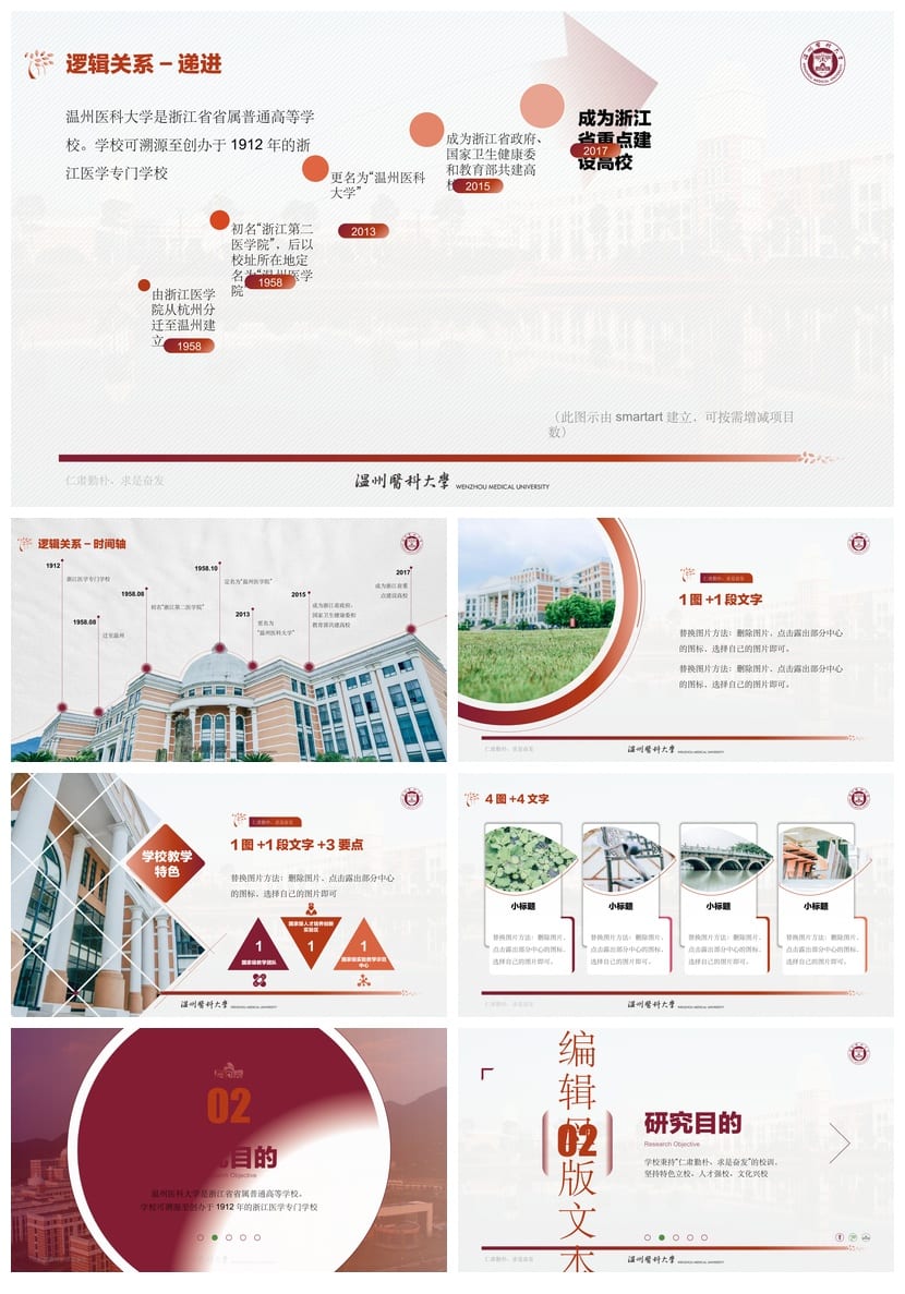 温州医科大学 开题报告与毕业答辩PPT模板 学术风素材 论文答辩 - 第2页预览