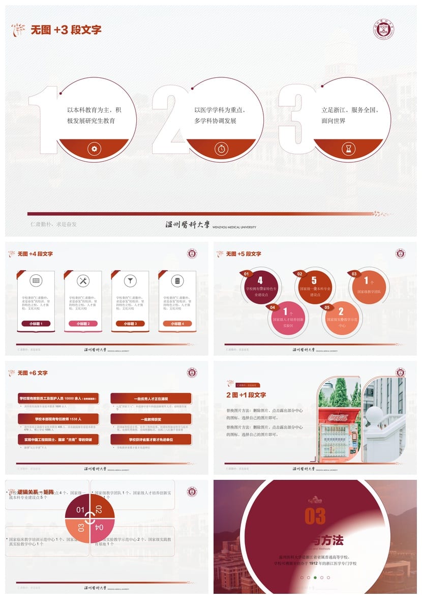 温州医科大学 开题报告与毕业答辩PPT模板 学术风素材 论文答辩 - 第3页预览