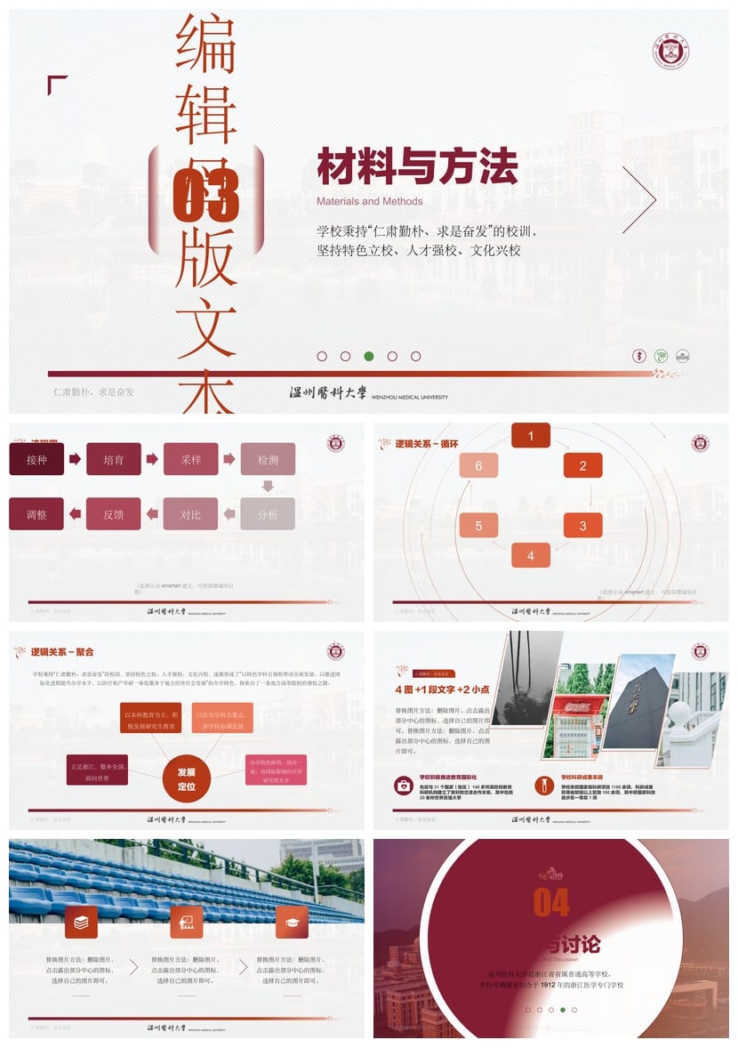 温州医科大学 开题报告与毕业答辩PPT模板 学术风素材 论文答辩 - 第4页预览