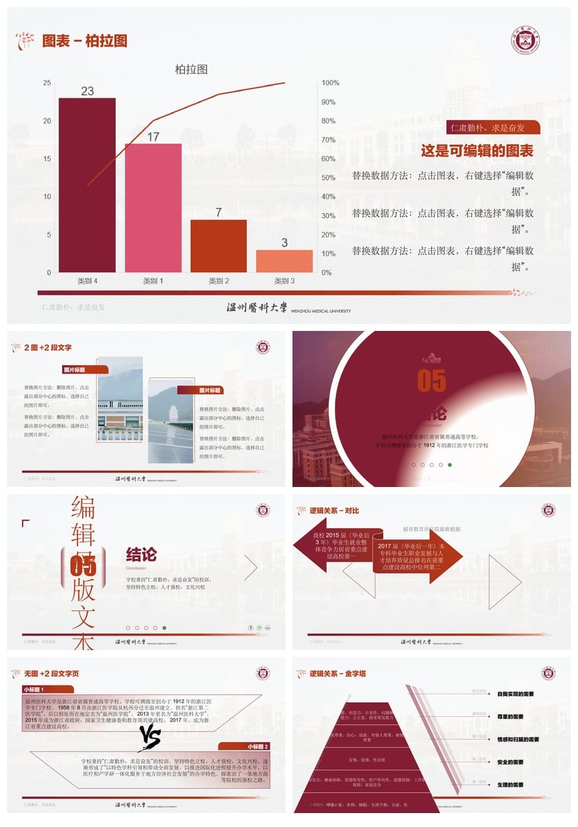 温州医科大学 开题报告与毕业答辩PPT模板 学术风素材 论文答辩 - 第6页预览