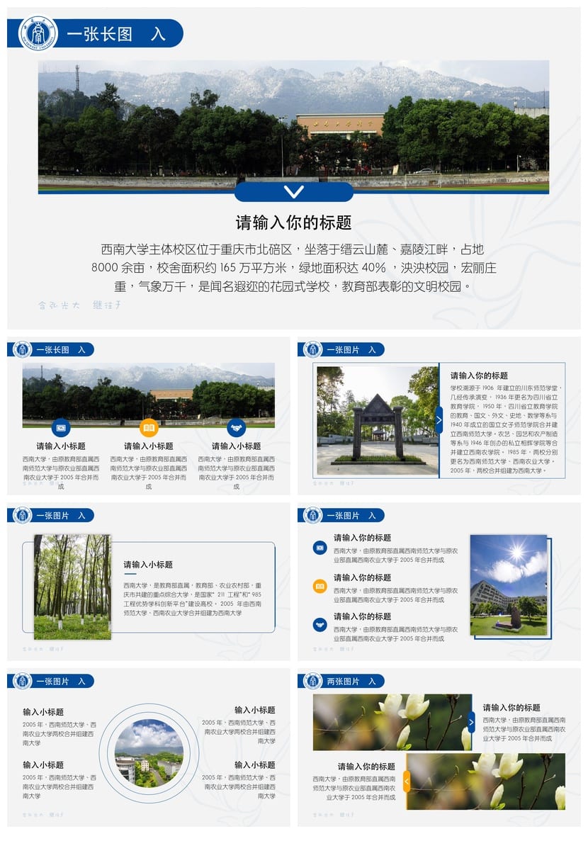 西南大学 开题报告答辩PPT模板 学术风素材 论文答辩pptx设计素材 - 第4页预览