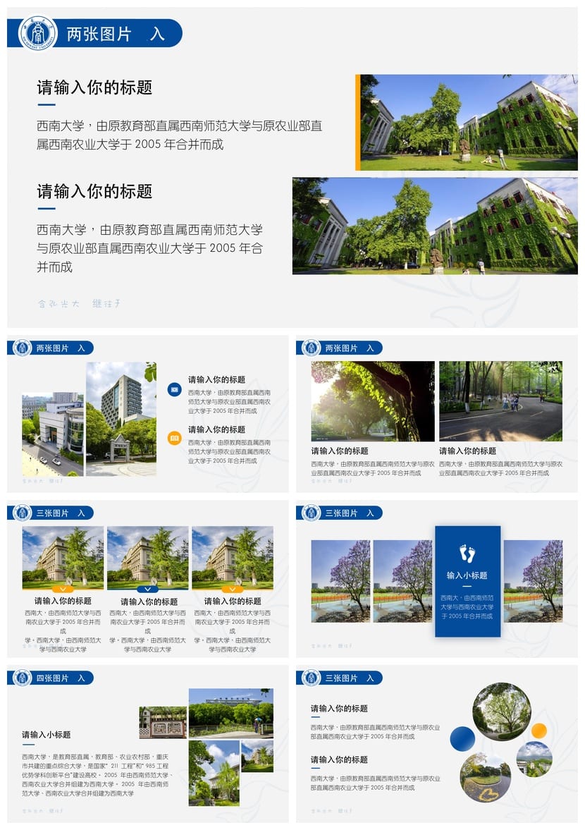 西南大学 开题报告答辩PPT模板 学术风素材 论文答辩pptx设计素材 - 第5页预览