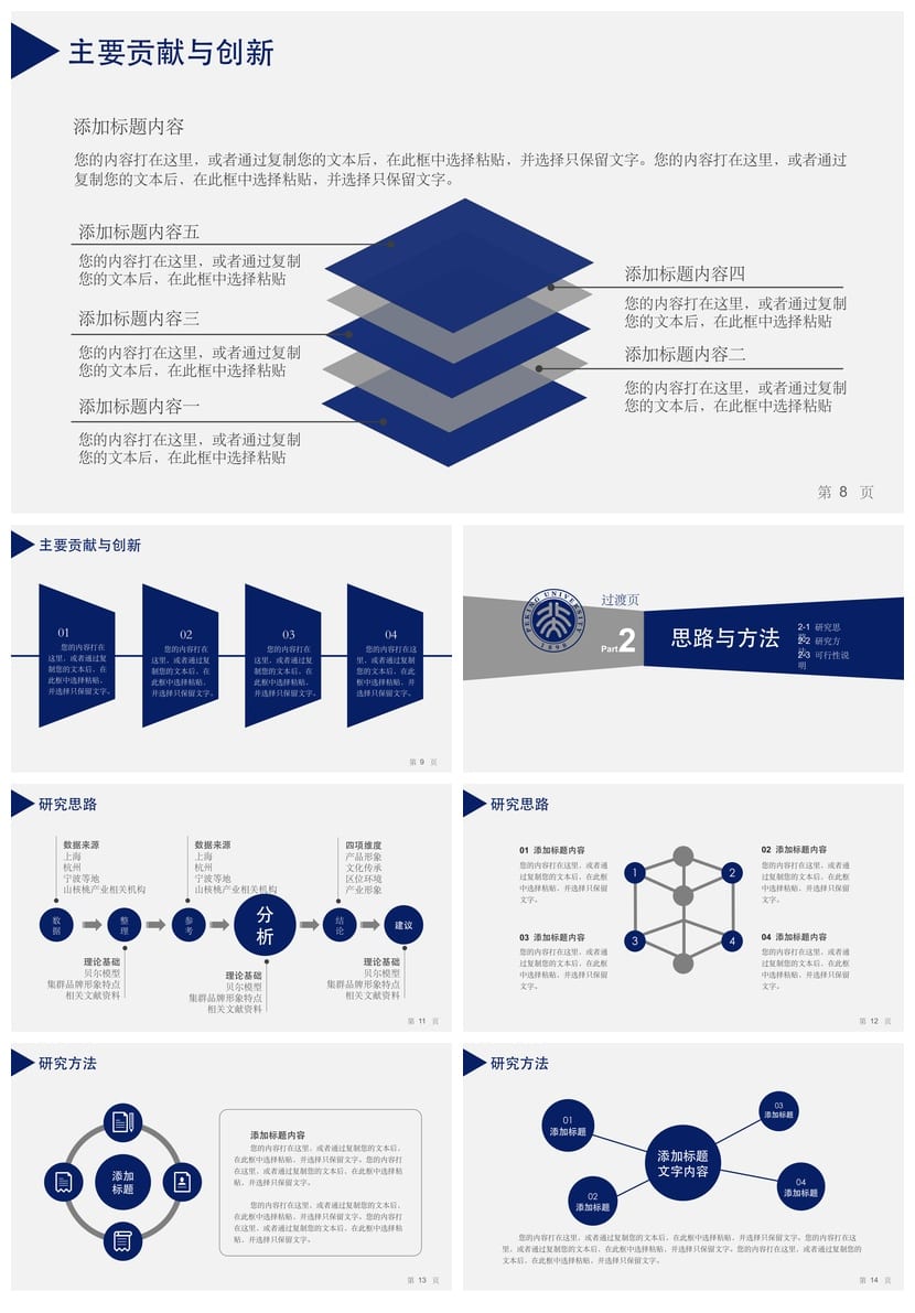 北京大学 开题报告与毕业答辩PPT模板 学术风素材 毕业设计论文 - 第2页预览