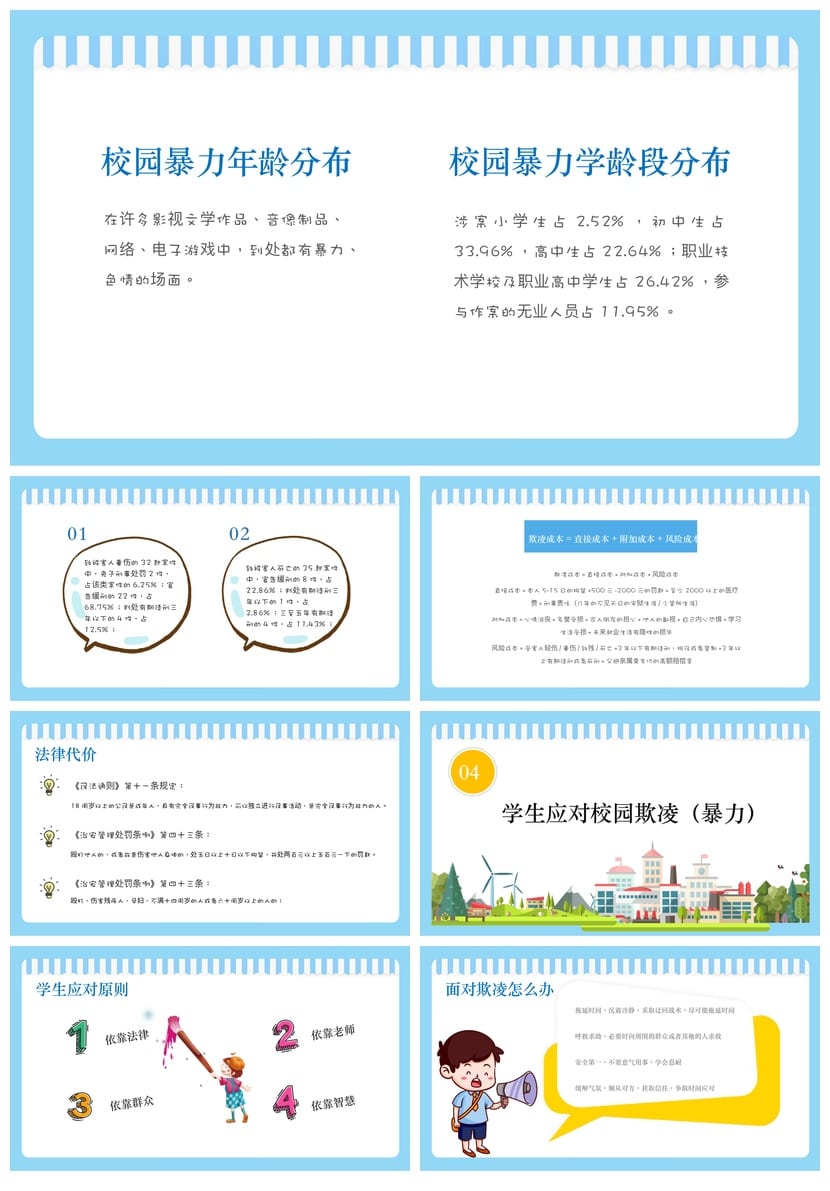 拒绝校园欺凌主题班会PPT课件 反对校园暴力PPT教学课件模板 - 第3页预览