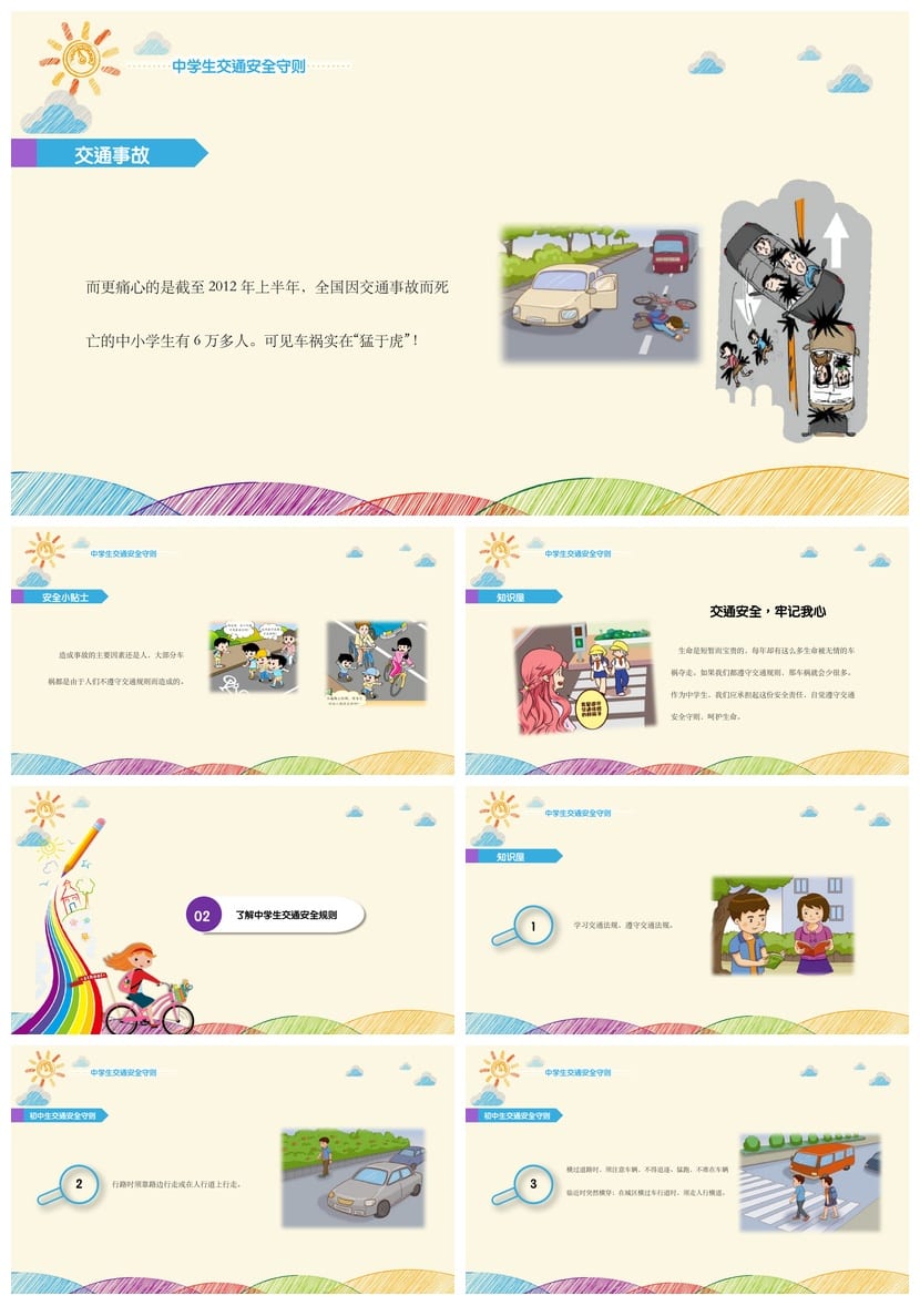 交通安全PPT源文件 道路安全课件模板 教育培训素材pptx - 第2页预览