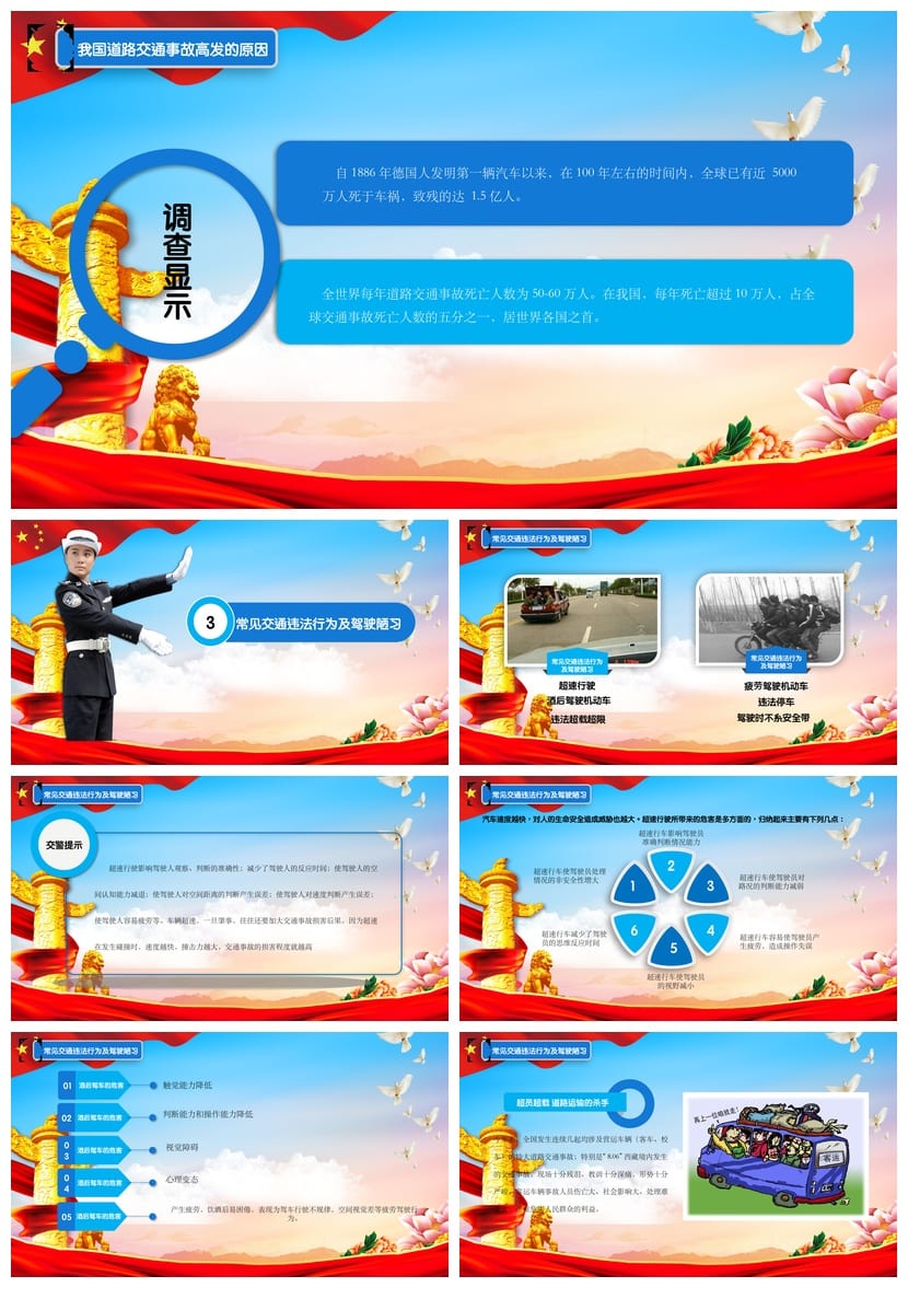 交通安全PPT模板 教育宣传培训课件源文件pptx素材 - 第2页预览
