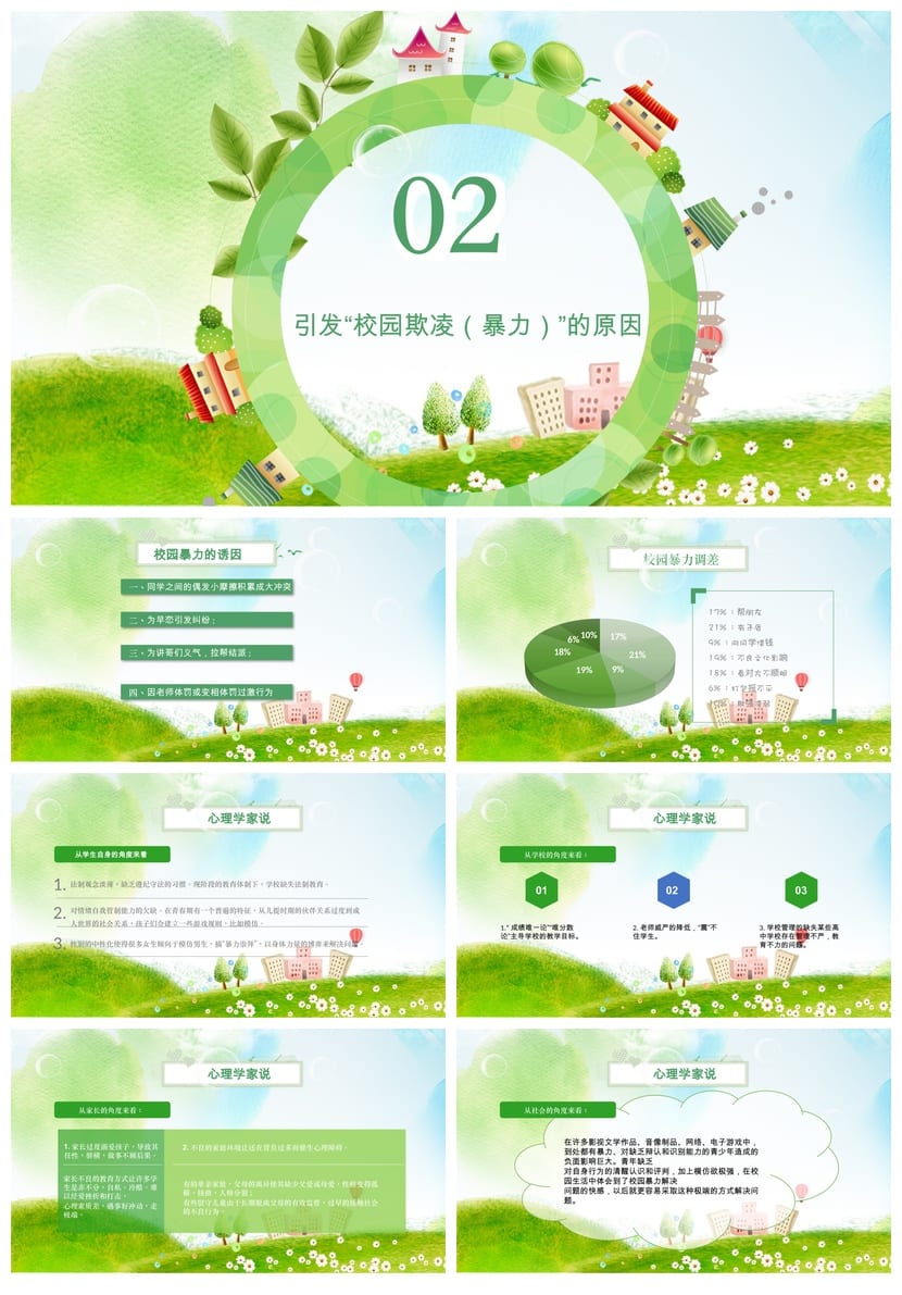 反对校园欺凌主题班会PPT课件 平安校园班会ppt课件模板 - 第2页预览