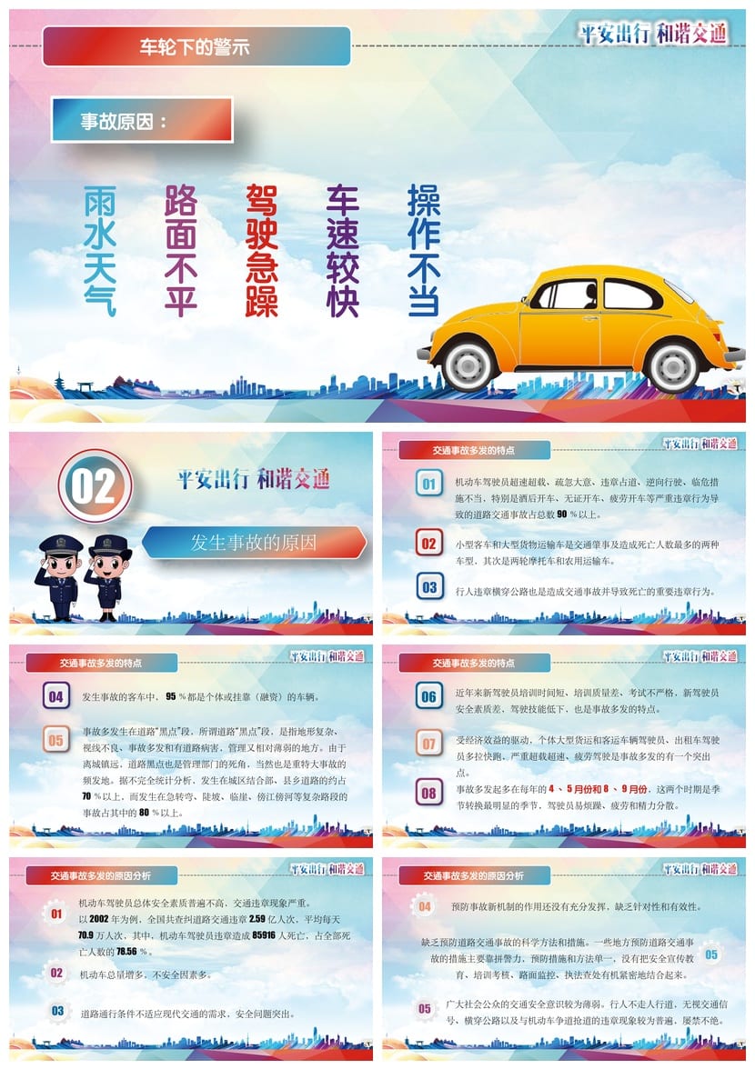 交通安全PPT模板 可编辑pptx源文件 课件素材设计资源 - 第4页预览
