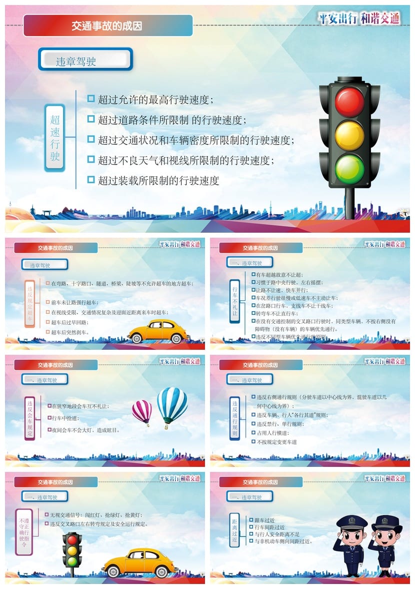 交通安全PPT模板 可编辑pptx源文件 课件素材设计资源 - 第5页预览