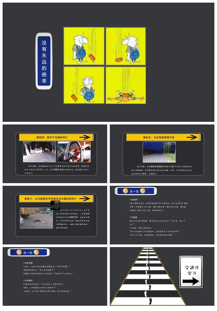 交通安全PPT模板：动态课件源文件pptx素材包合集 - 第2页预览