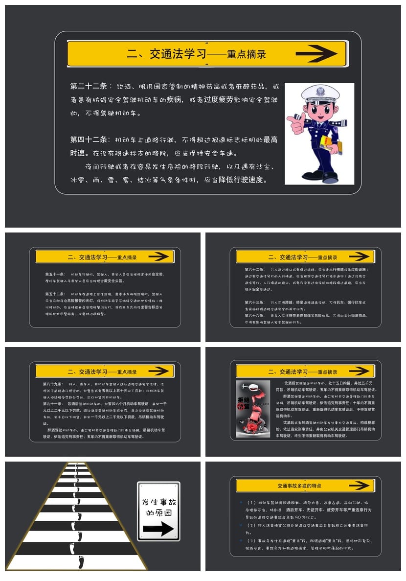 交通安全PPT模板：动态课件源文件pptx素材包合集 - 第3页预览